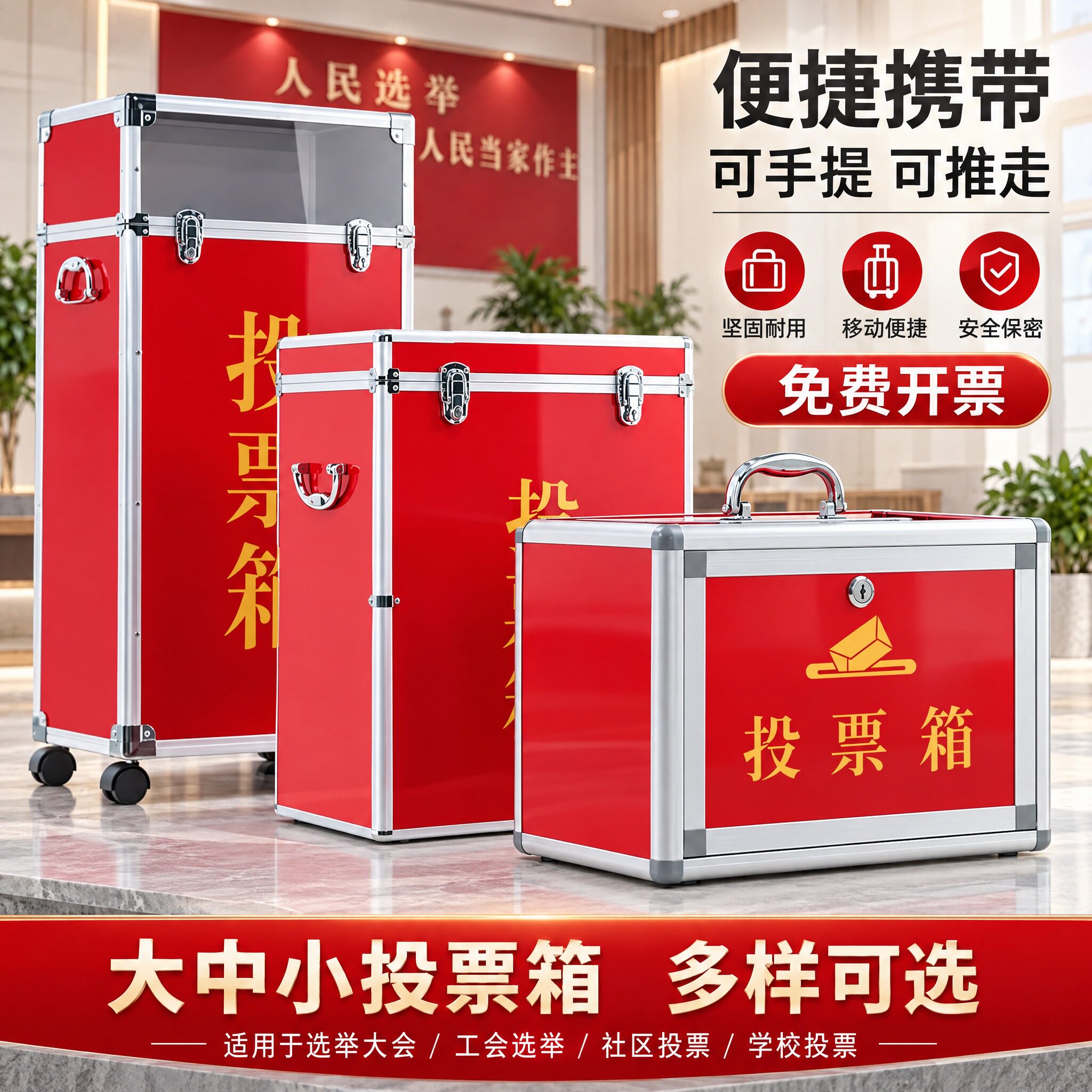 大号中号小号落地手提带锁投票箱