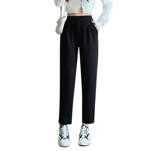 黑色西装裤女2026春秋季小脚宽松高腰显瘦垂感大码休闲烟管裤子