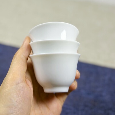 潮汕铃铛主人杯羊脂玉瓷品茗杯家用喝茶杯45ml小容量功夫茶具茶杯
