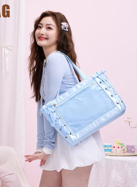 少女包包丝带痛包二次元丝皇单肩包小食量娃包透明吧唧手拎斜跨包