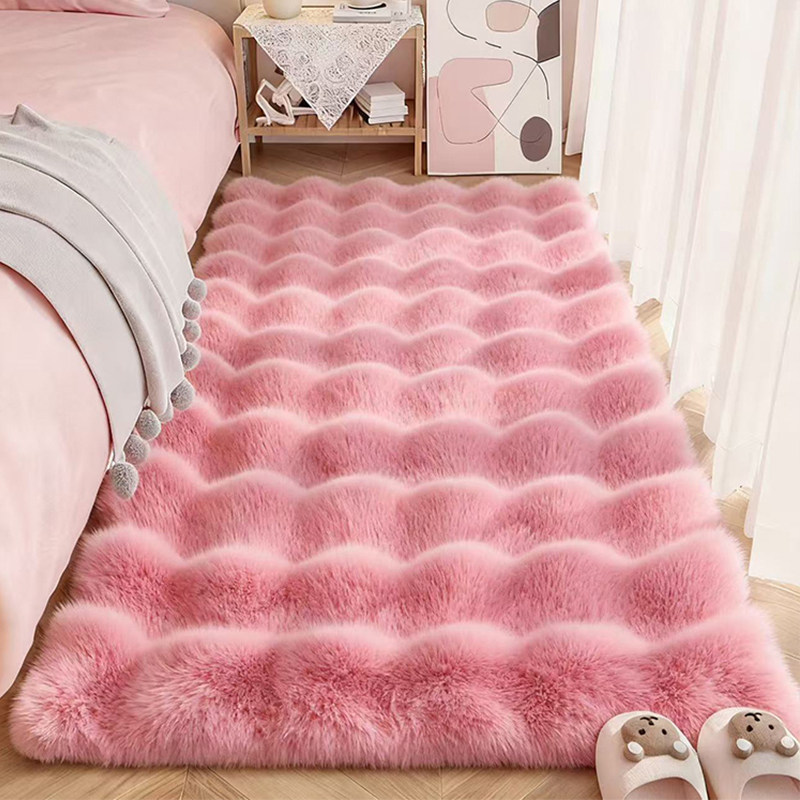 奶油风毛绒床边毯冬天加厚卧室床前床后地毯满铺可机洗毛茸茸地垫,居家布艺,地毯,淘宝优惠券,粉丝福利购,淘宝优惠卷