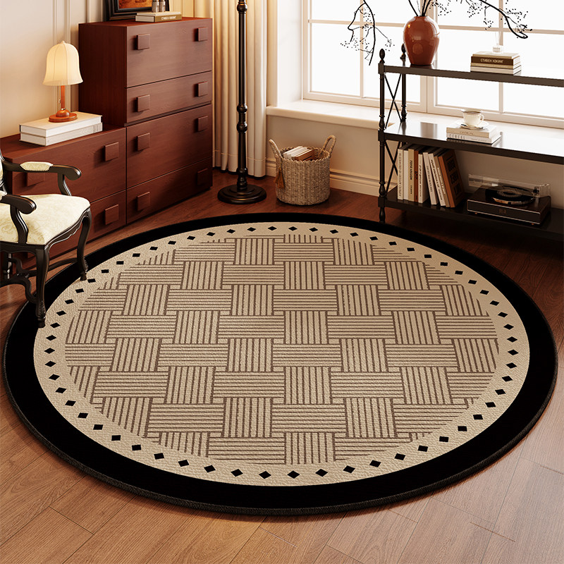 2026新款圆形地毯法式书房客厅卧室摇椅防滑垫防水防污易打理地垫,居家布艺,入户地垫,淘宝优惠券,粉丝福利购,淘宝优惠卷