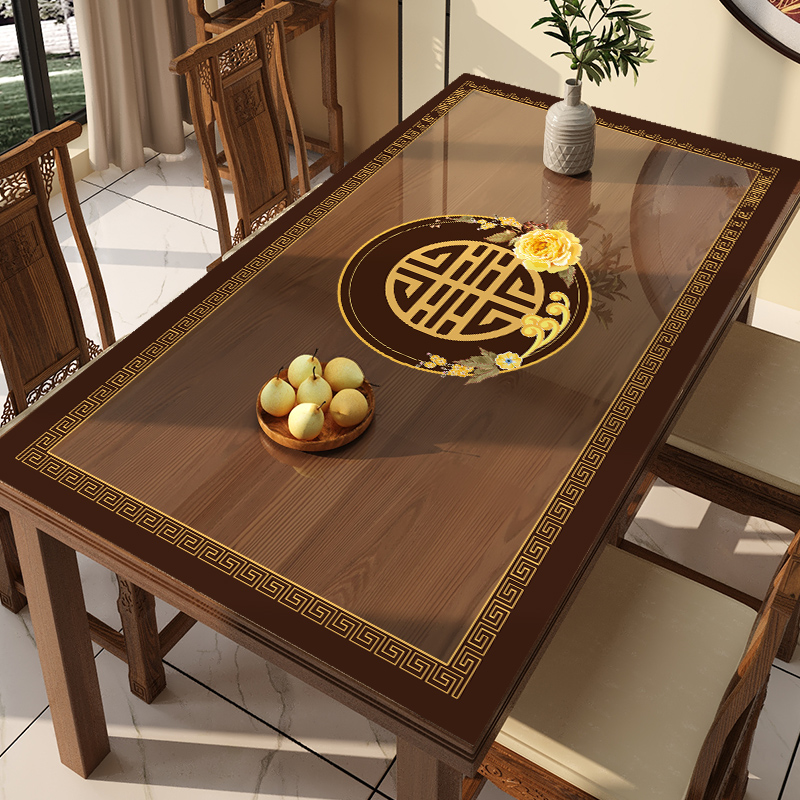 歌妮卡新中式软玻璃长方形餐桌垫