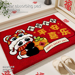 仿羊绒浴室门口地垫吸水卫生间地毯冬季喜庆毛绒地毯洗手间脚垫子