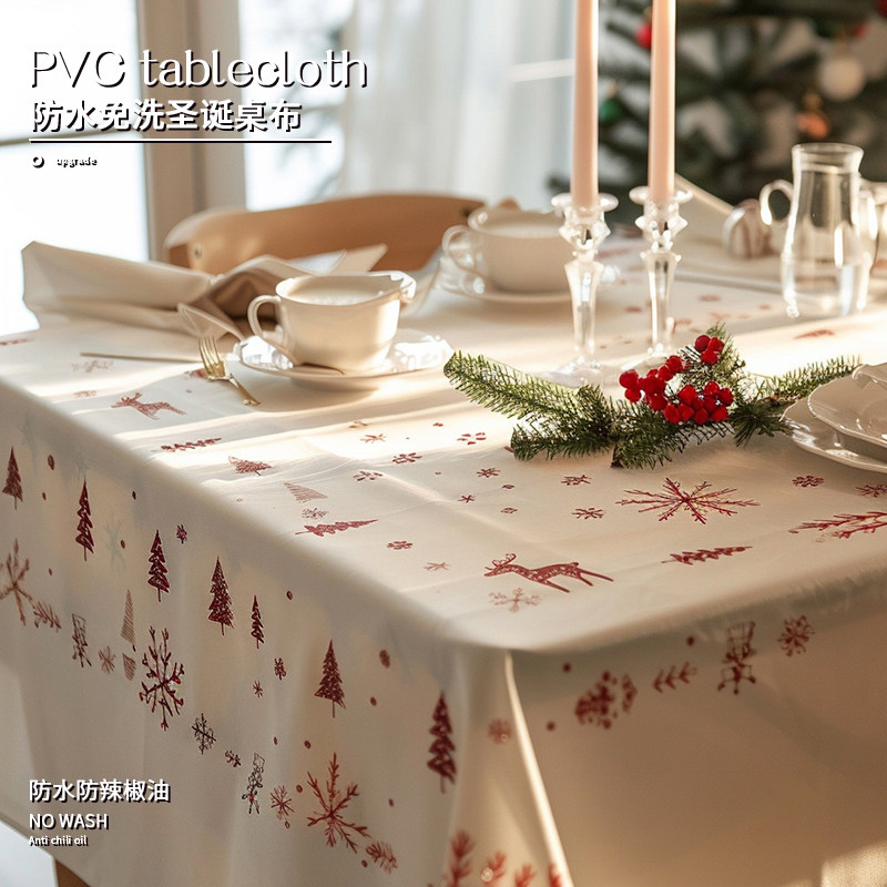 圣诞桌布氛围感防水红色ins风防油免洗感恩节装饰布置新年圆台布,居家布艺,桌布,淘宝优惠券,粉丝福利购,淘宝优惠卷