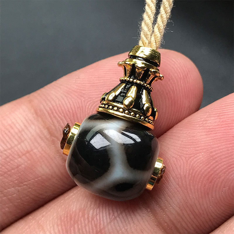 天然玛瑙天珠三通DIY龟背天珠玛瑙三通纯铜佛塔文玩三通配饰配件