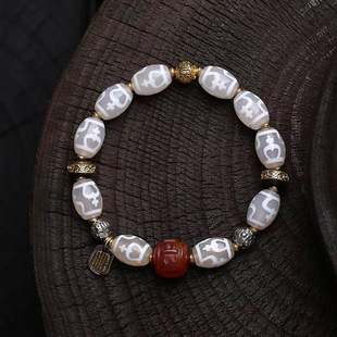 天然玛瑙宝瓶天珠手串单圈南红松石贵人天珠文玩大鹏鸟天珠手链