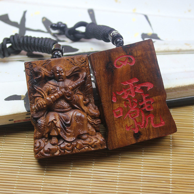 雷击枣木雷焦雷祖天尊朱砂手工吊牌纯手工精雕立体木制工艺品配饰