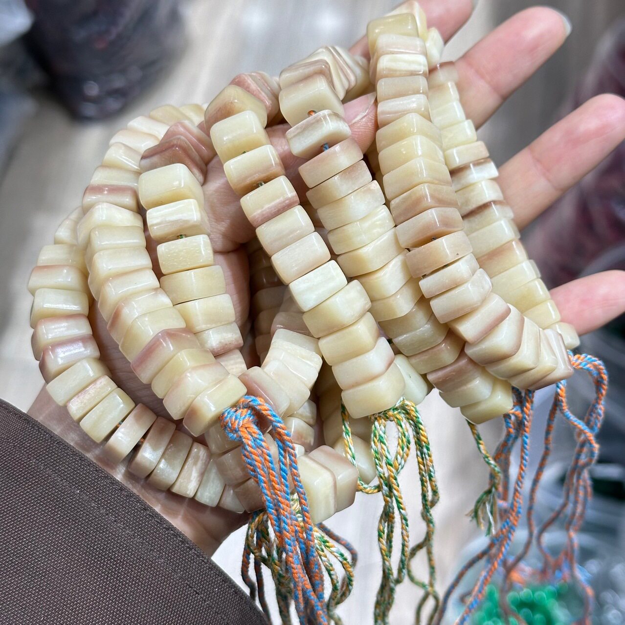 藏式驼骨五花肉小三花方块手串DIY文玩佛珠饰品配件手链项链