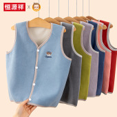 儿童加绒保暖背心摇粒绒马甲男秋冬中大童可外穿女童开衫 马夹男童