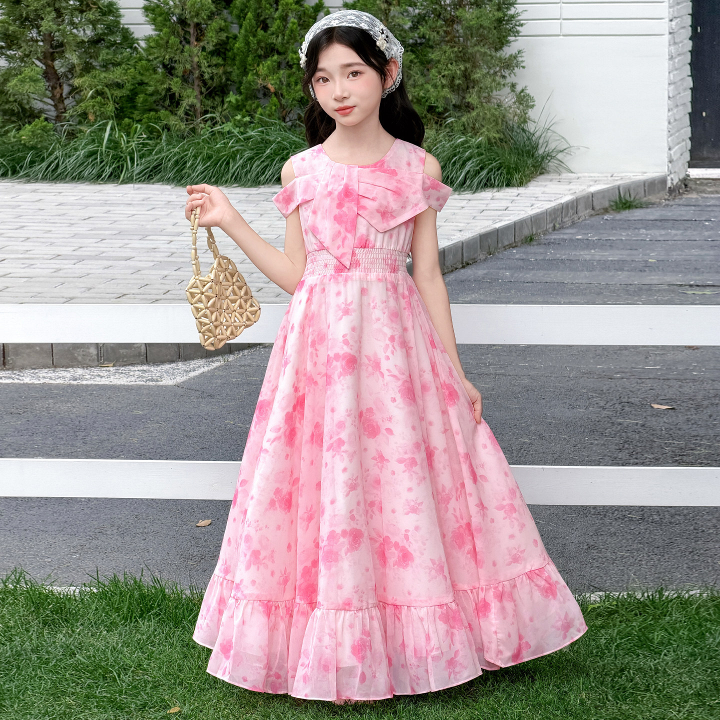 女童连衣裙夏季2026新款儿童夏装雪纺碎花仙女裙洋气中大童公主裙