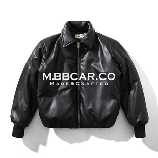 MBBCAR窄幅 Bomber飞行员皮衣夹克 Urban城市系列面包剪裁填充短款