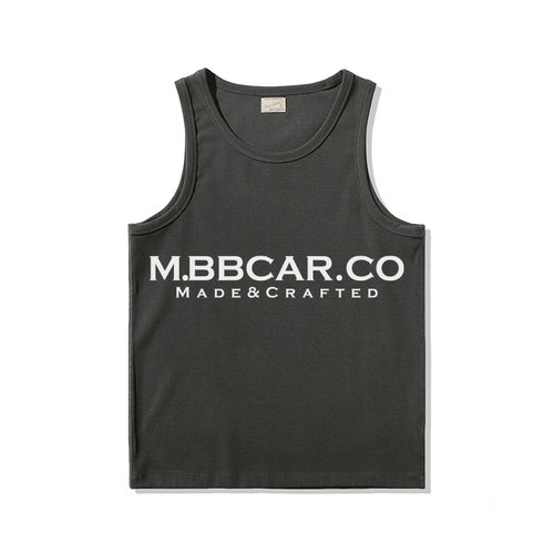 MBBCAR窄幅 复古280G混纺双色长绒纤维冰凉坑条螺纹无袖背心马甲