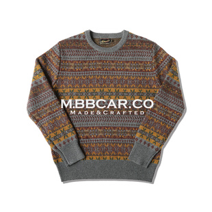 MBBCAR窄幅  VTG系列费尔岛英式风格羊毛混纺圆领长袖微宽松毛衣