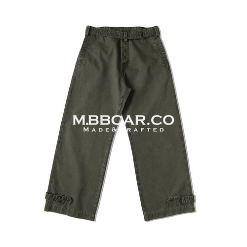 MBBCAR窄幅 M35法国摩托车兵11OZ格纹珠帆布水洗褪色休闲阔腿裤