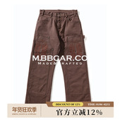 裤 MBBCAR窄幅 西部系列16OZ珠帆双膝伐木工做旧绣花高腰阔腿工装