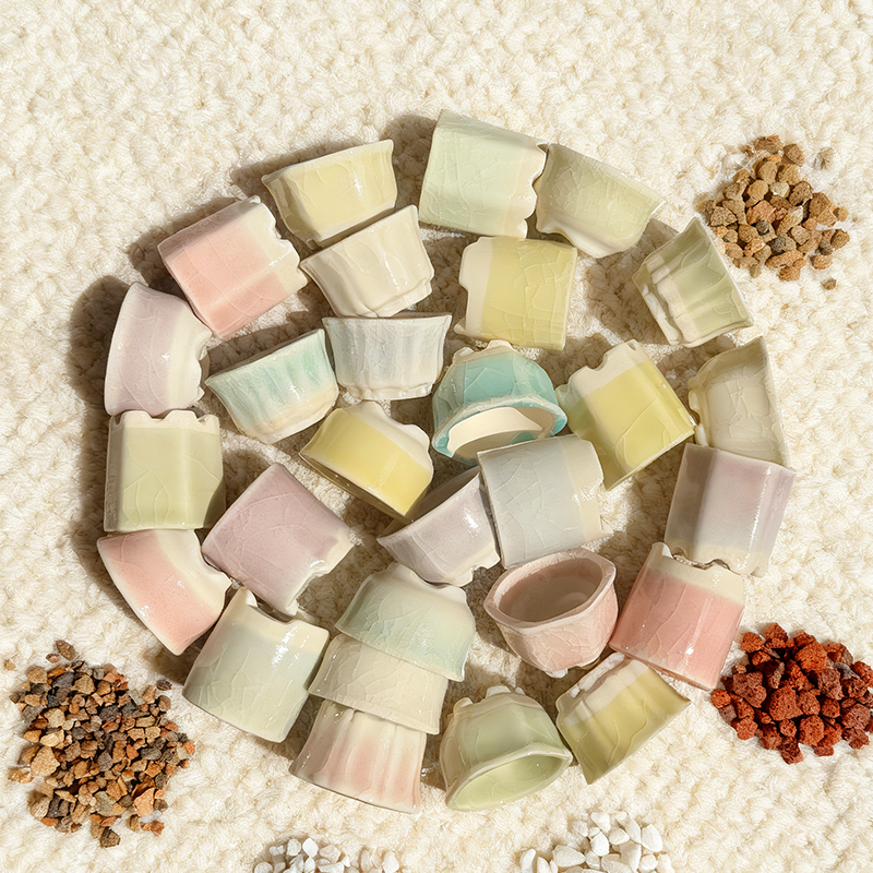 多肉花盆陶瓷迷你植物花器个性创意花盆冰裂多肉小号花盆栽拇指盆