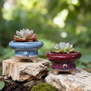 陶瓷花盆大口径复古多肉花盆创意个性群生法师窑变特价透气大号盆