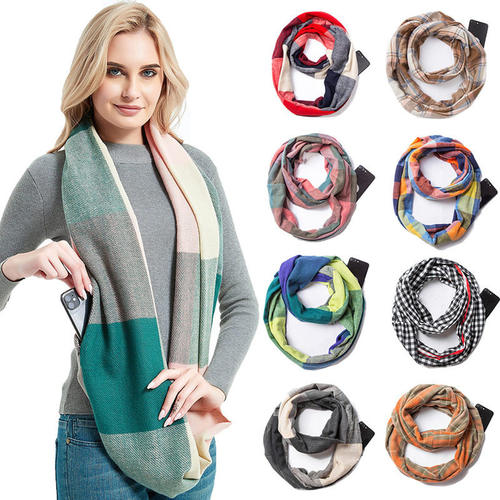 New Scarf For Men And Women With Thick Pullover Plaid Zipper