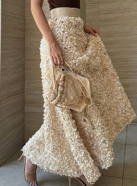 2024 Women's Evening Dress Skirt Petal Feeling Long Skirt