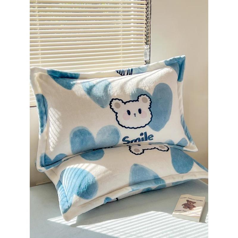 a类牛奶绒枕套一对装40x60cm冬季加厚珊瑚绒枕头套加绒枕芯套成人