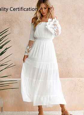 leeve Loose White Beach Dress Sexy Off Shoulder dress
