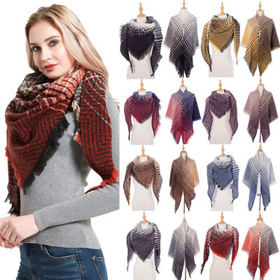 Women Fashion INS Pattern Small Plaid Bristle Square Scarf