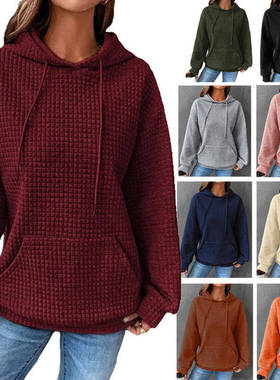 Hooded long sleeved hoodie Autumn women tops秋冬女装连帽卫衣