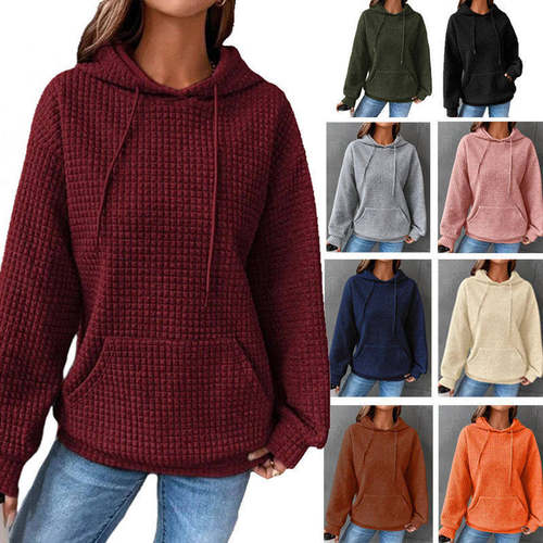 Hooded long sleeved hoodie Autumn women tops秋冬女装连帽卫衣