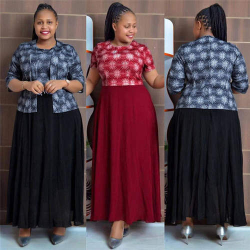 Pius size dress for women big size lady clothes mom print 裙
