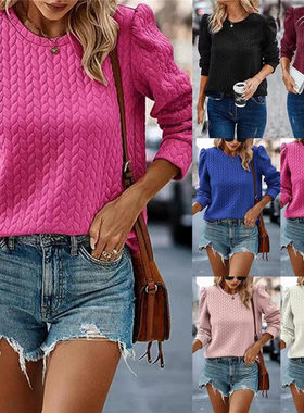 Fashion round neck Long sleeves tops women Casual hoodie卫衣