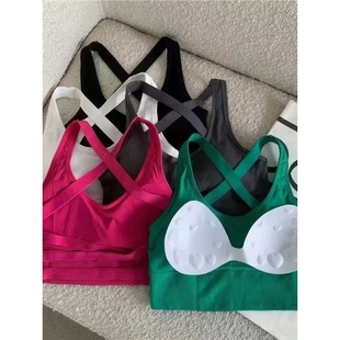 Solid color cross short back beauty 女式休闲纯色交叉短款美背