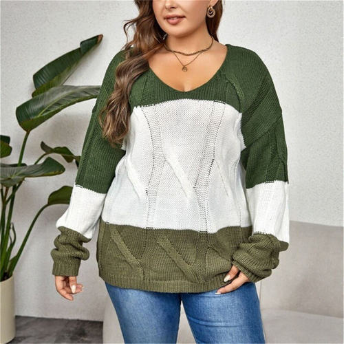 Large size color coded knitt sweater women tops 大码保暖毛衣