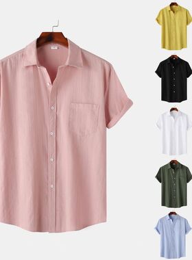 2025 men's loose short sleeved shirt trend shirt