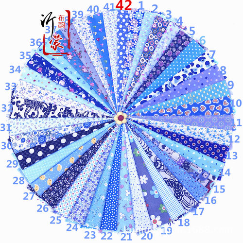 现货42蓝色小碎花面料印染纯棉