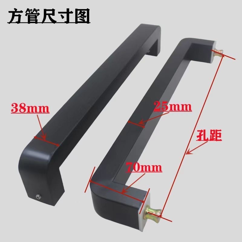 特厚不锈钢玻璃门拉手大门无框门圆角门把手方管拉门玫瑰金防撞