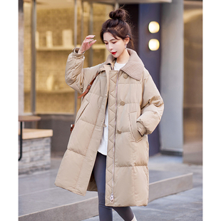 300斤胖mm宽松加厚棉袄棉衣 翻领棉服外套女冬季 大码 高级感中长款