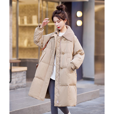 大码高级感中长款翻领棉服外套女冬季300斤胖mm宽松加厚棉袄棉衣