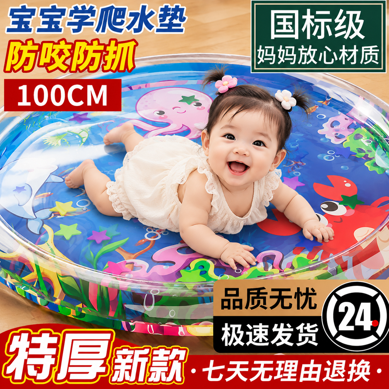 儿童拍拍水垫大号加厚婴幼儿爬爬垫夏季宝宝爬行训练脚踩垫玩具