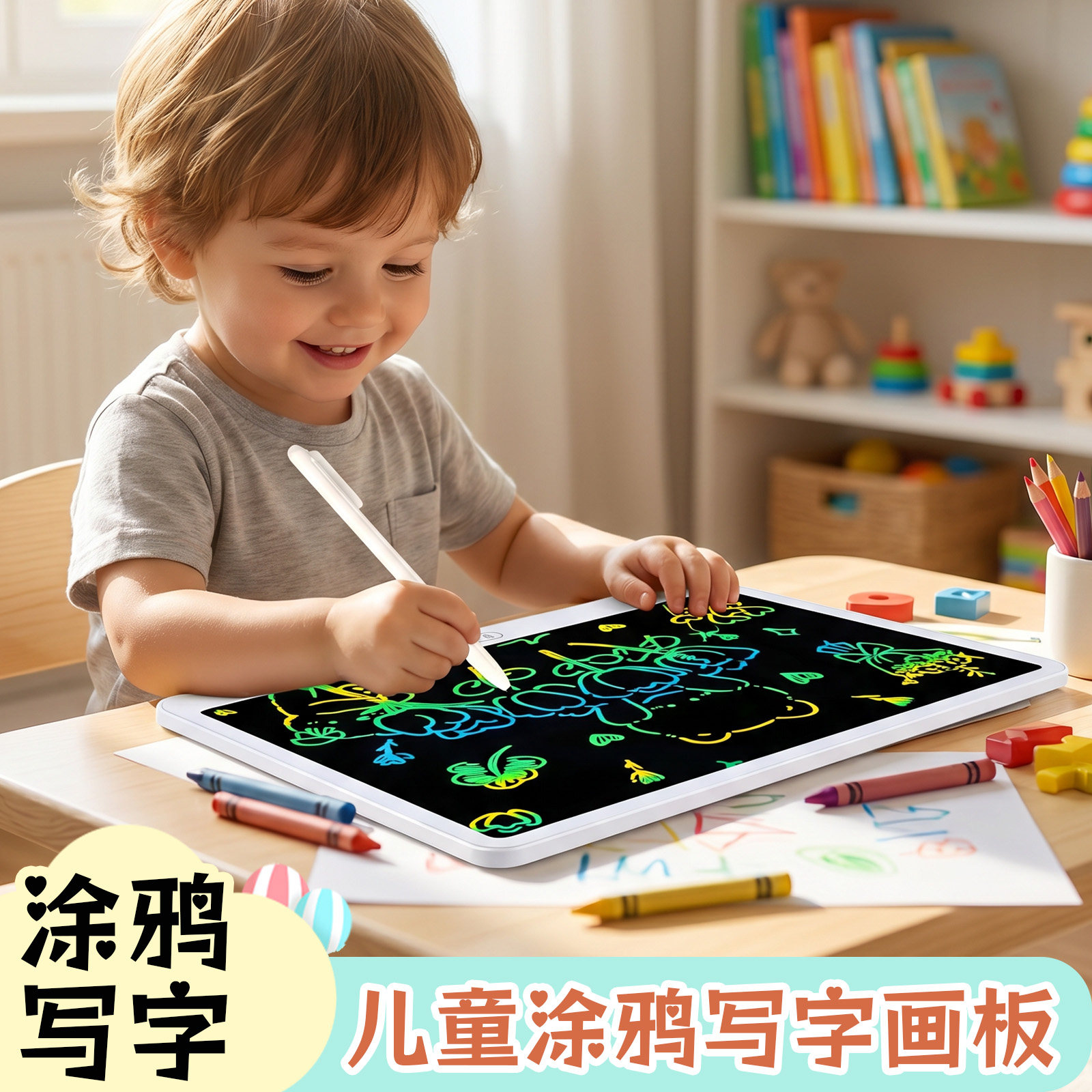 儿童画板涂鸦写字板16寸护眼无蓝光液晶可擦手写字板小孩画玩具一键