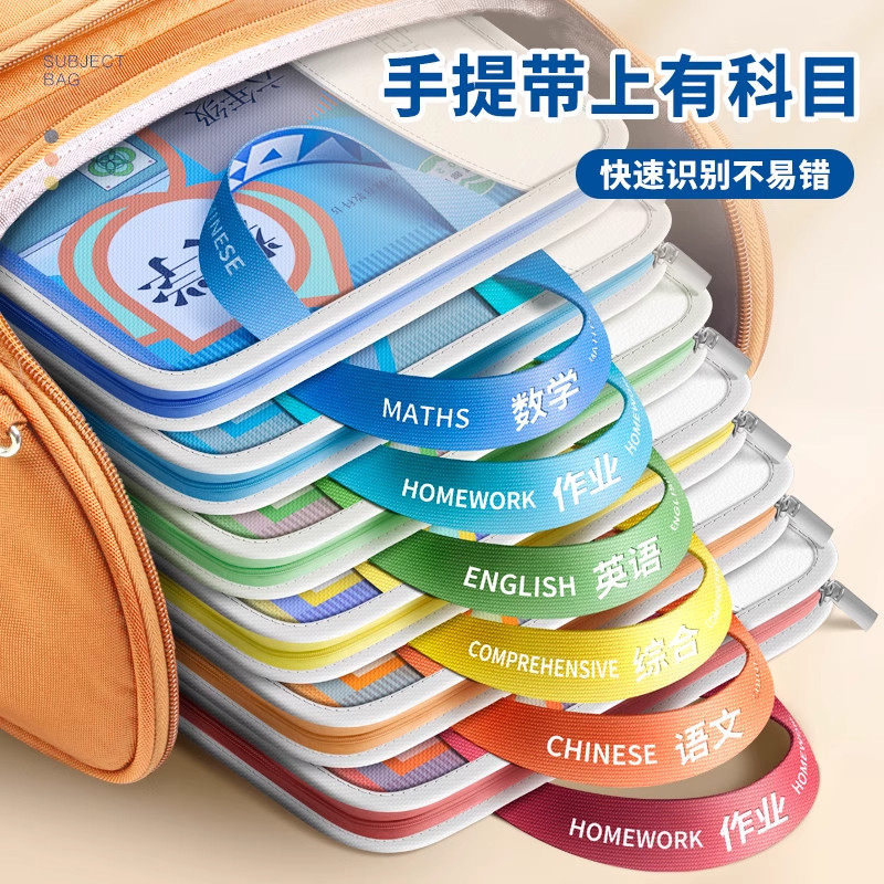 l型科目分类袋初中生日本补习透明小学生手提袋书本A4美术袋资料拉