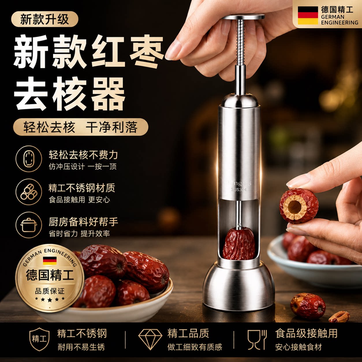 新款红枣去核器不锈钢工具取心枣子枣胡大枣去枣核神器家用去核器