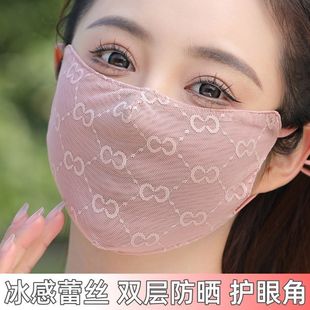 口罩女薄款 夏季 高颜值冰丝蕾丝防晒洋气透气网纱护眼角护全脸面纱