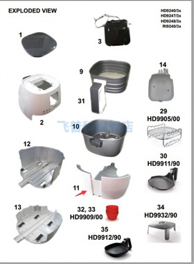 适用于飞利浦 空气炸锅 HD9240 9247  白色 接油盘面板 配件