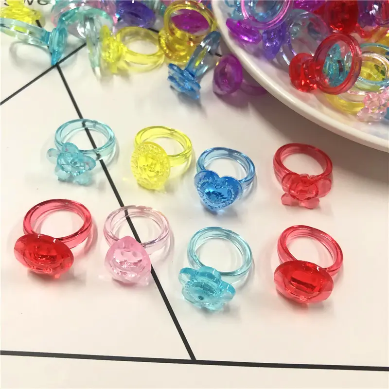 少儿玩具塑料仿水晶戒指亚克力宝石挖糖机水晶幼儿礼品diy寻宝藏
