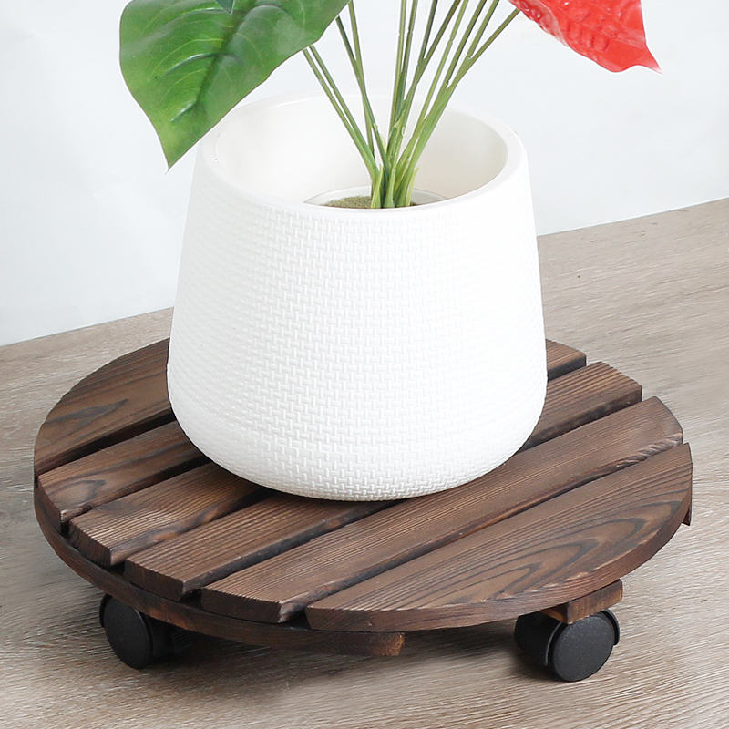 圆形花盆托盘底座滚轮移动