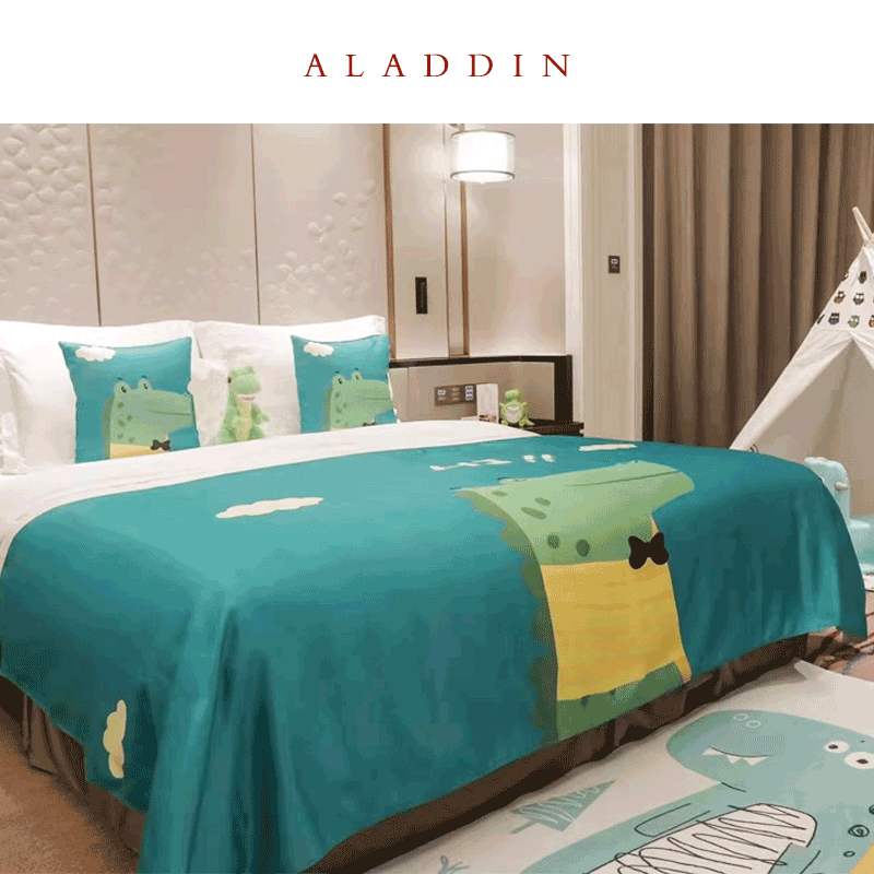 酒店宾馆主题床盖定制家庭民宿床尾巾床旗亲子房卡通床尾装饰条垫