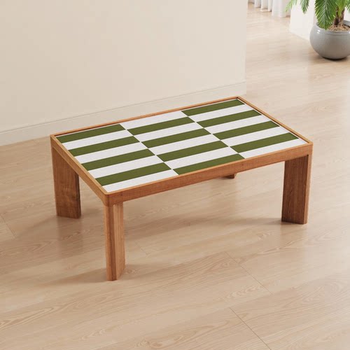 中古风实木茶几复古瓷砖长桌