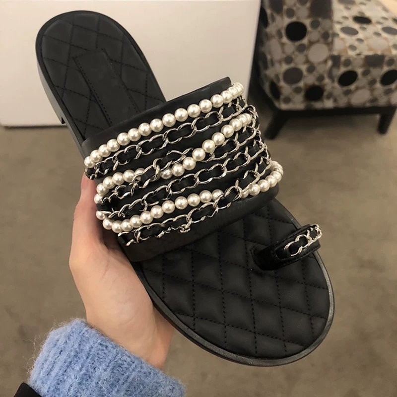 Летние пляжные модные сланцы, стиль Chanel, 2022 год, интернет-знаменитость