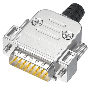 工业DB15针镀金DB25公头母头连接器25针插头25P接头并口头金属壳